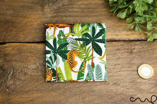 Handmade Unisex Cotton Pocket Square Handkerchief Green Tropical Cheetah Wedding Gift AU