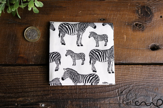 Handmade Cotton Mens Pocket Square Handkerchief Zebra Wedding Gift White Black T