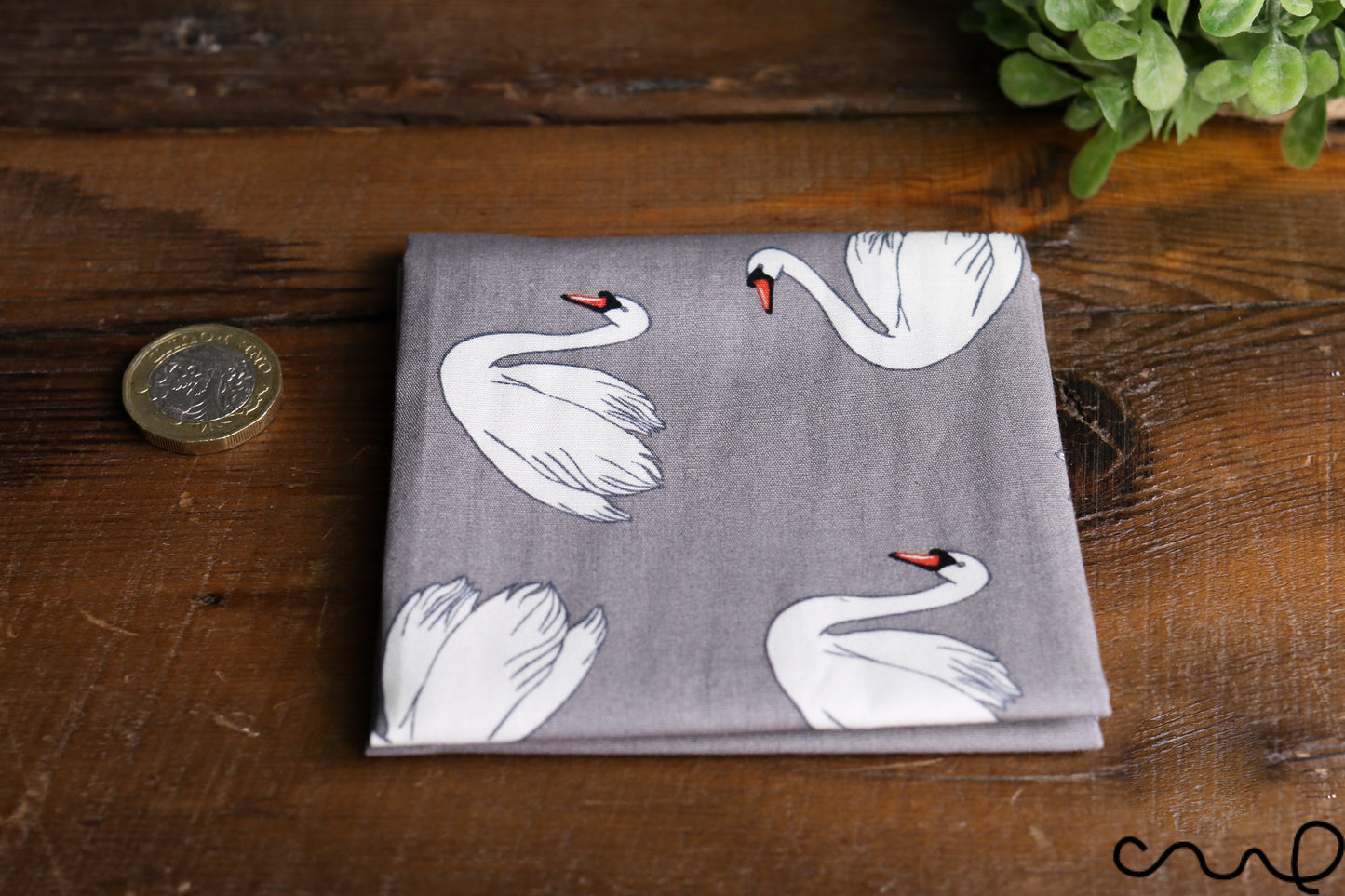 Handmade 100% Cotton Unisex Pocket Square Handkerchief Swan Wedding Gift Grey U