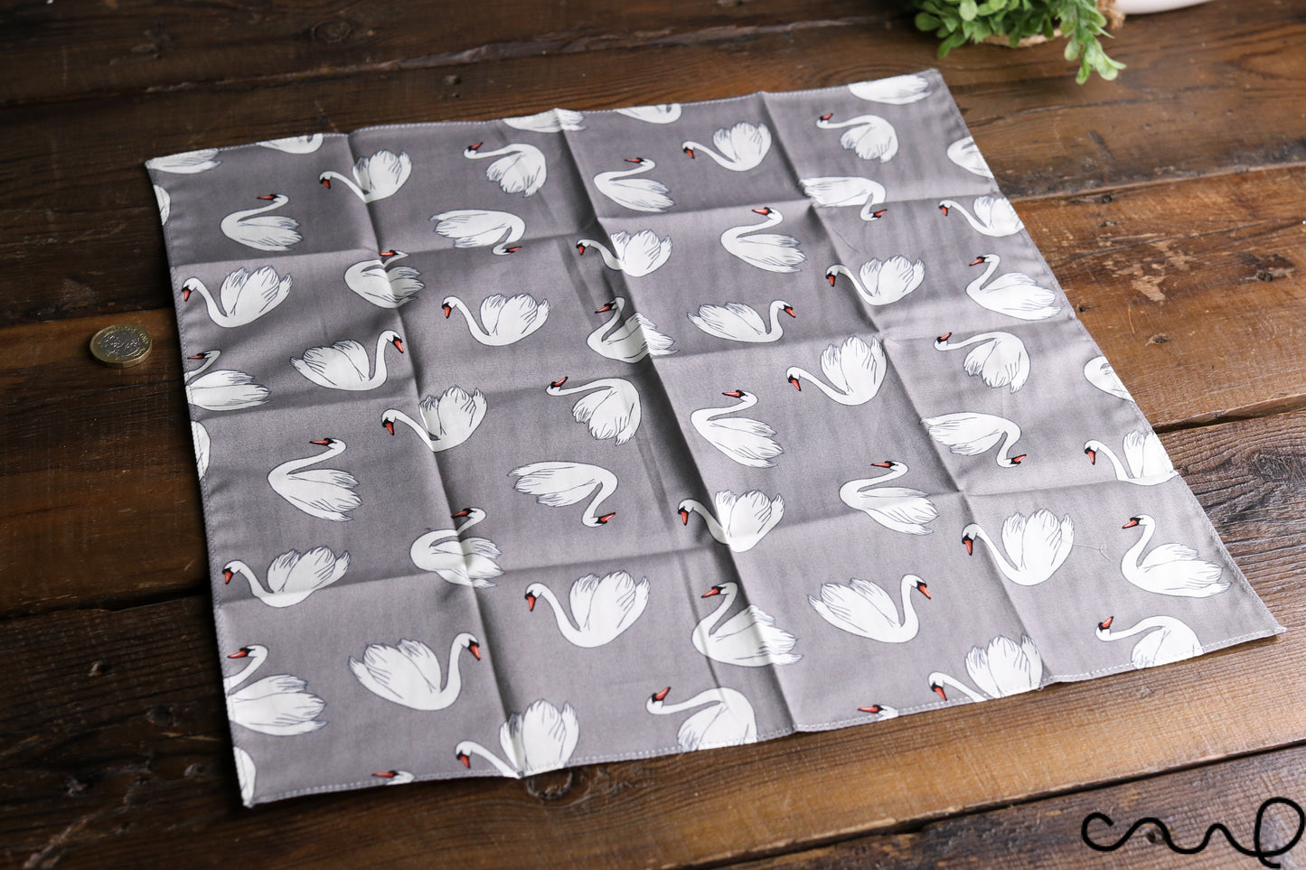 Handmade 100% Cotton Unisex Pocket Square Handkerchief Swan Wedding Gift Grey U