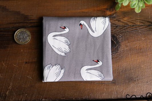 Handmade 100% Cotton Unisex Pocket Square Handkerchief Swan Wedding Gift Grey U