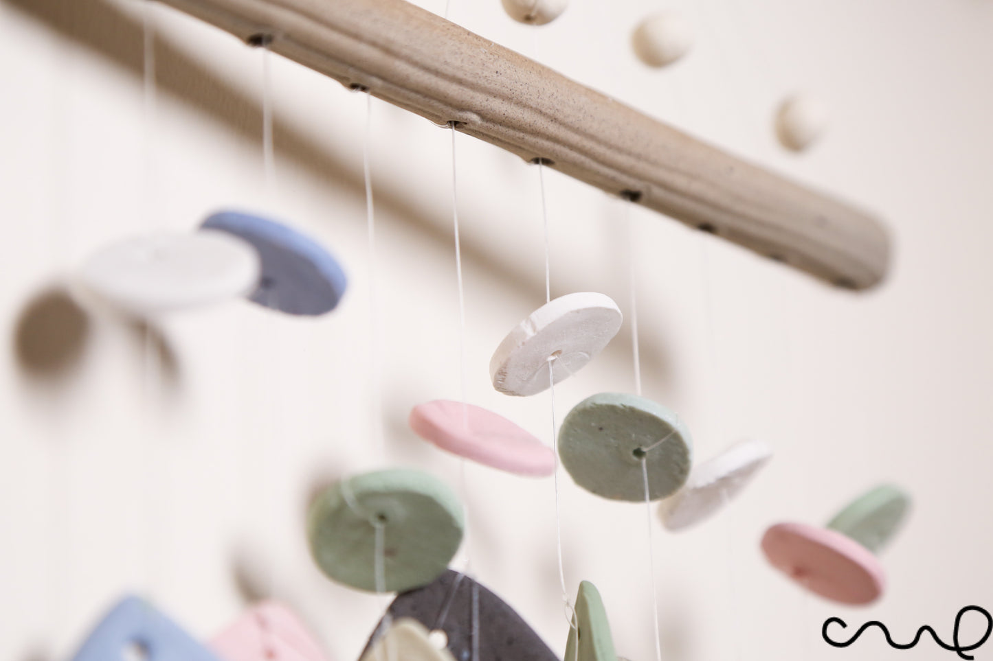 Handmade Ceramic Windchime Neutral Tone Wall Hanging Modern Minimalist Home Decor