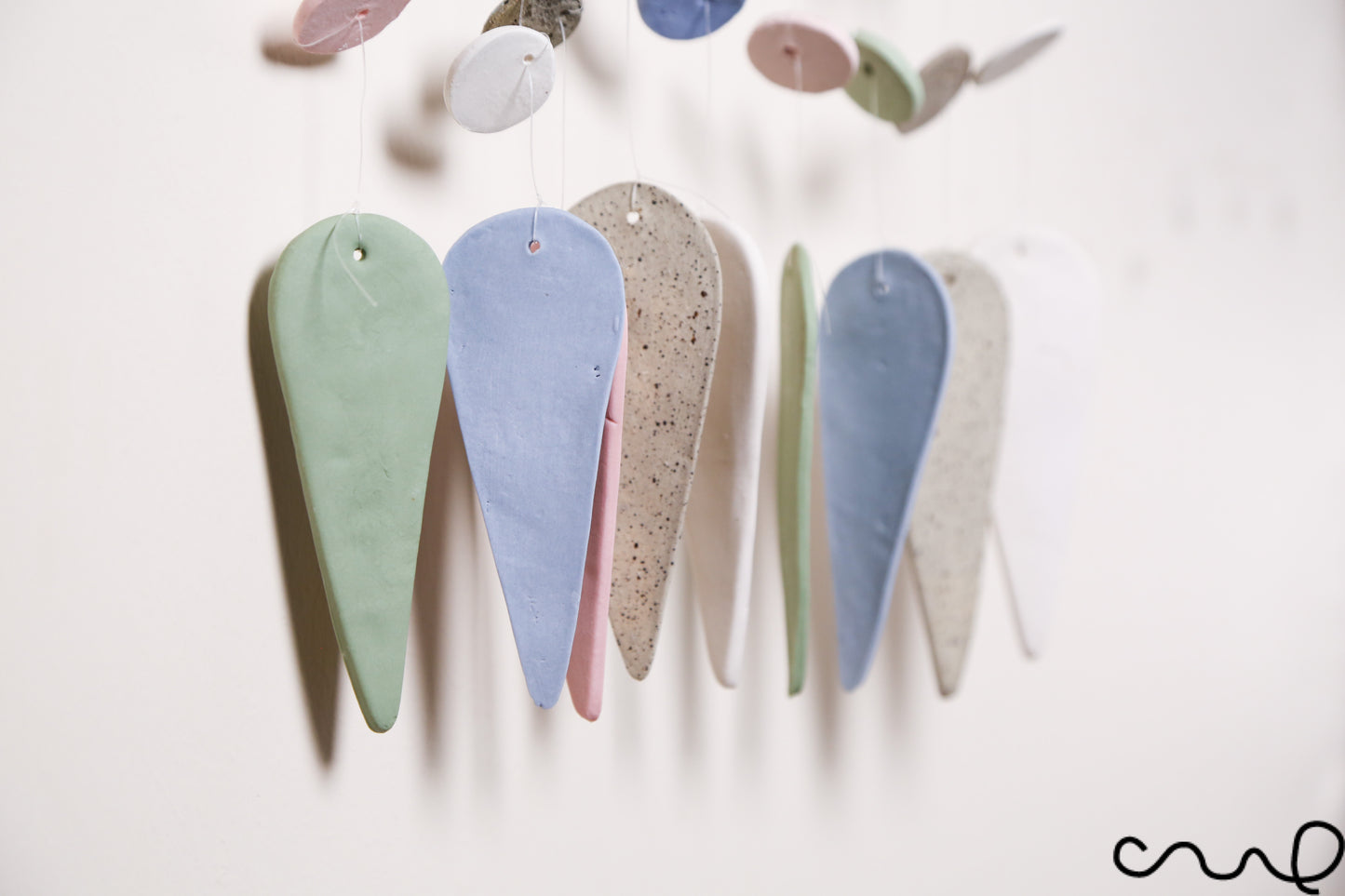 Handmade Ceramic Windchime Neutral Tone Wall Hanging Modern Minimalist Home Decor