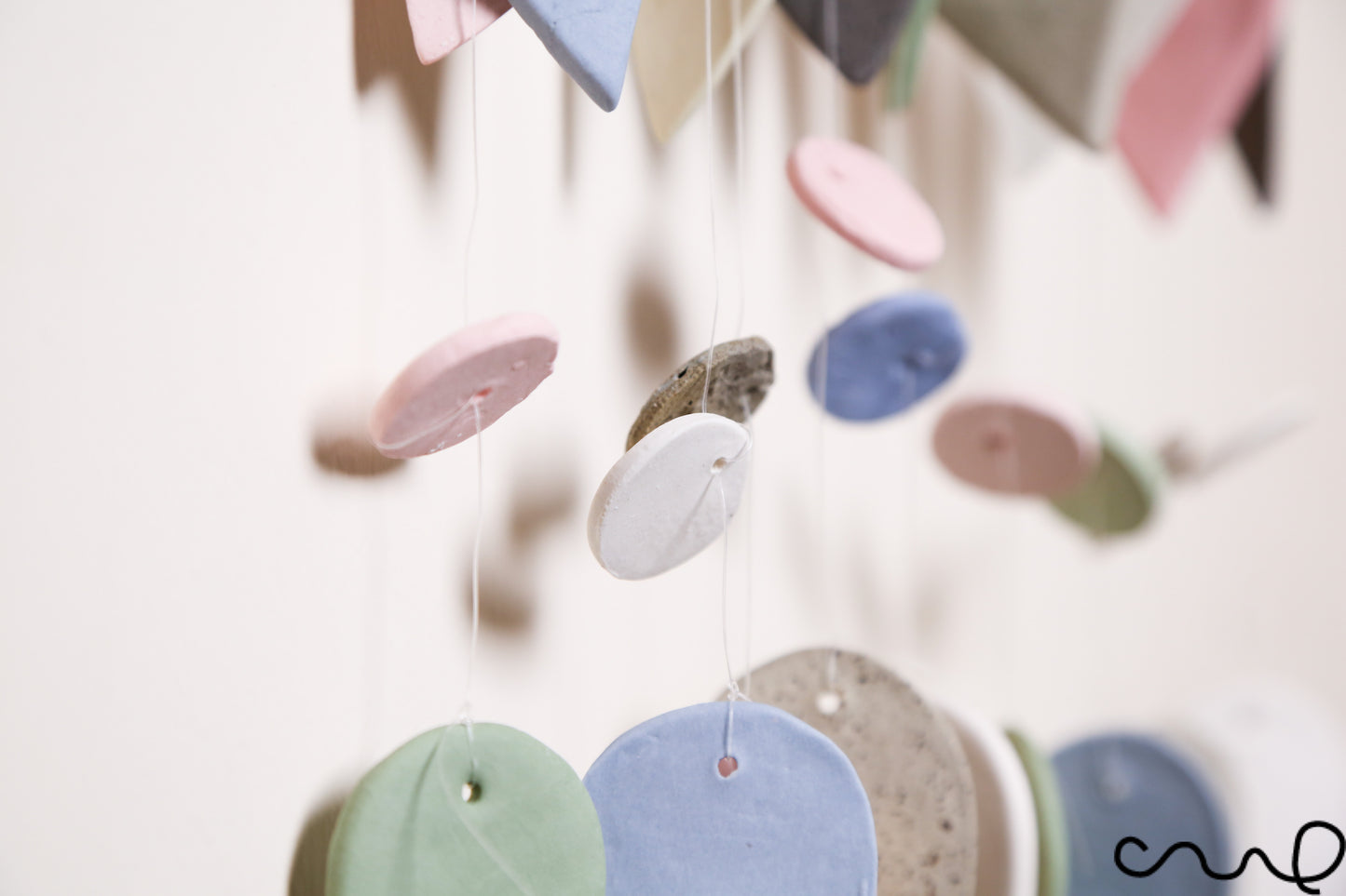 Handmade Ceramic Windchime Neutral Tone Wall Hanging Modern Minimalist Home Decor