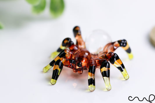 Handmade Small Brown Glass Spider Gloss Terrarium Home Decor Ornament Gift