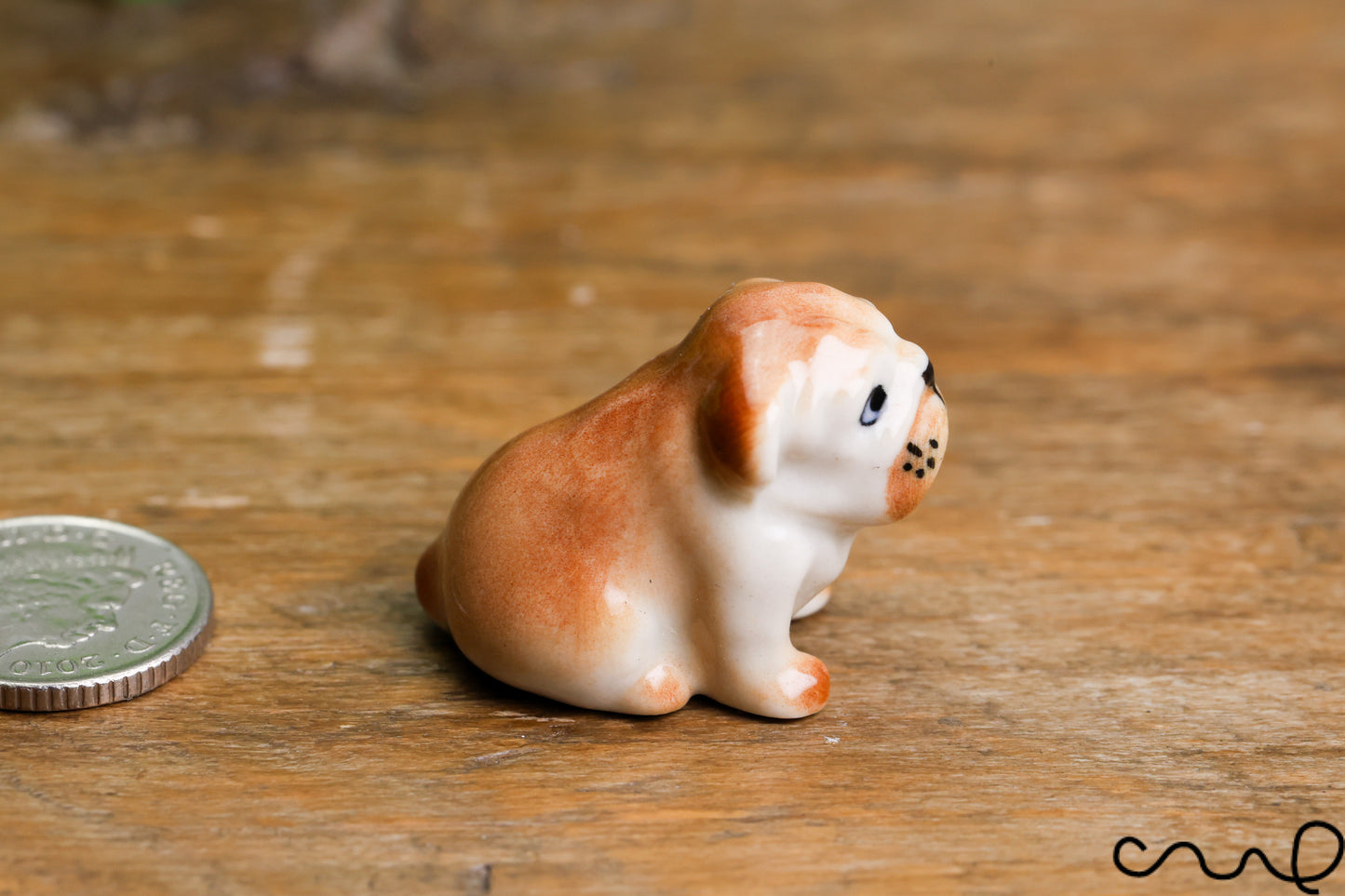 Hand-Painted Ceramic Bulldog Figurine: Miniature Dog Ornament
