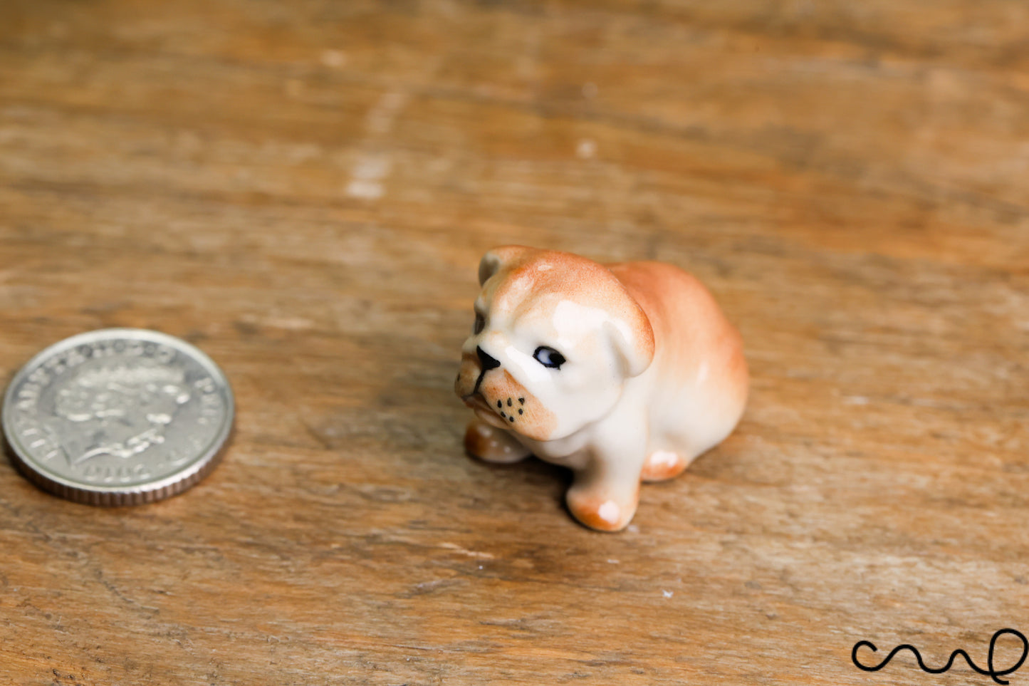 Hand-Painted Ceramic Bulldog Figurine: Miniature Dog Ornament