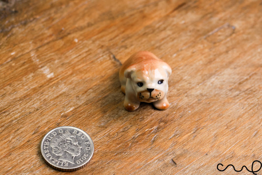 Hand-Painted Ceramic Bulldog Figurine: Miniature Dog Ornament