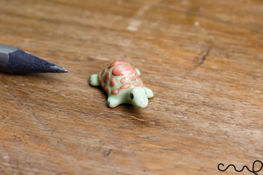 Handmade Ceramic Turtle Tiny Miniature Ornament Mini Minute Animal Figurines