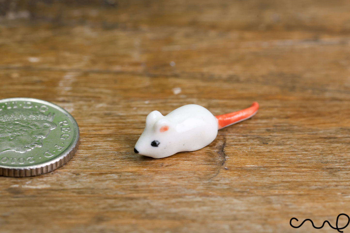 Handmade White Ceramic Tiny Mouse Miniature Christmas Mini Little Animals Hand Painted