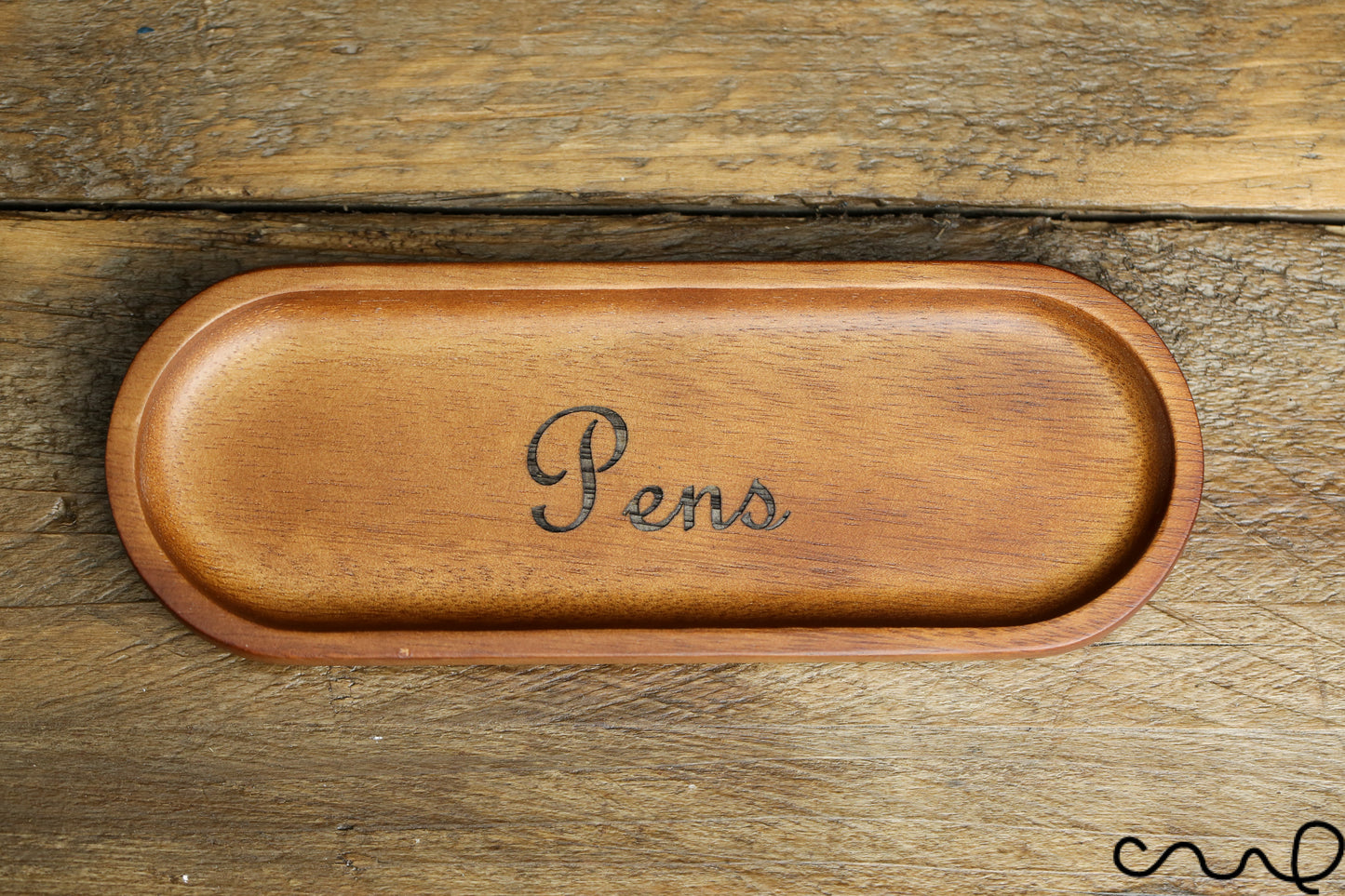 Handmade Small Wooden Oval Pen Tray Home Office Organise Gift Engraving