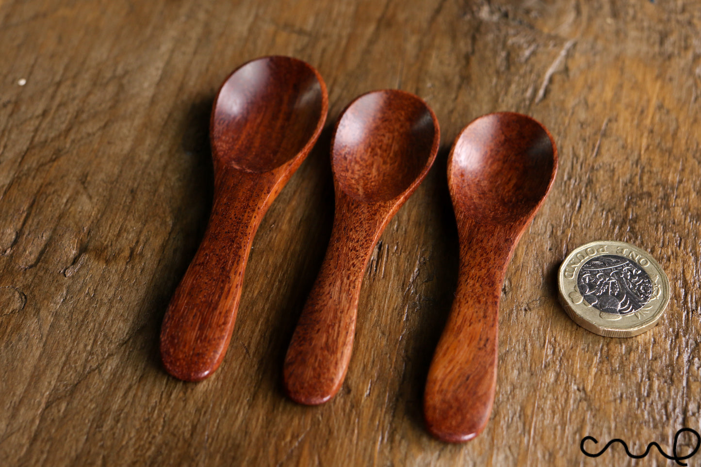 Set of 3 Handmade Rosewood Dessert Spoons