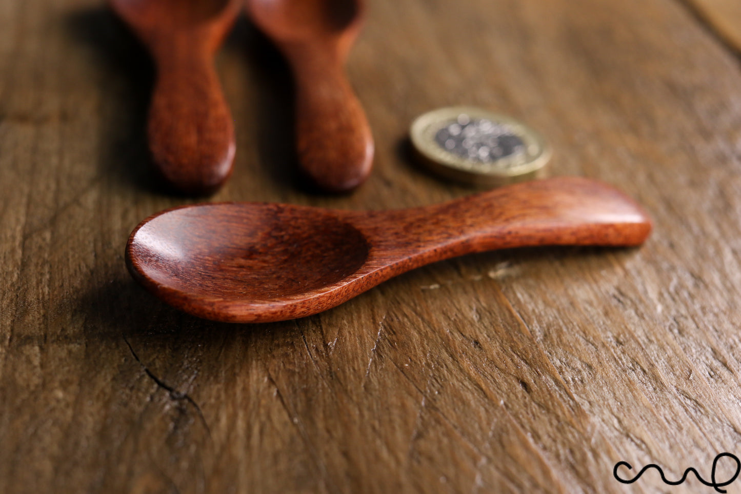 Set of 3 Handmade Rosewood Dessert Spoons