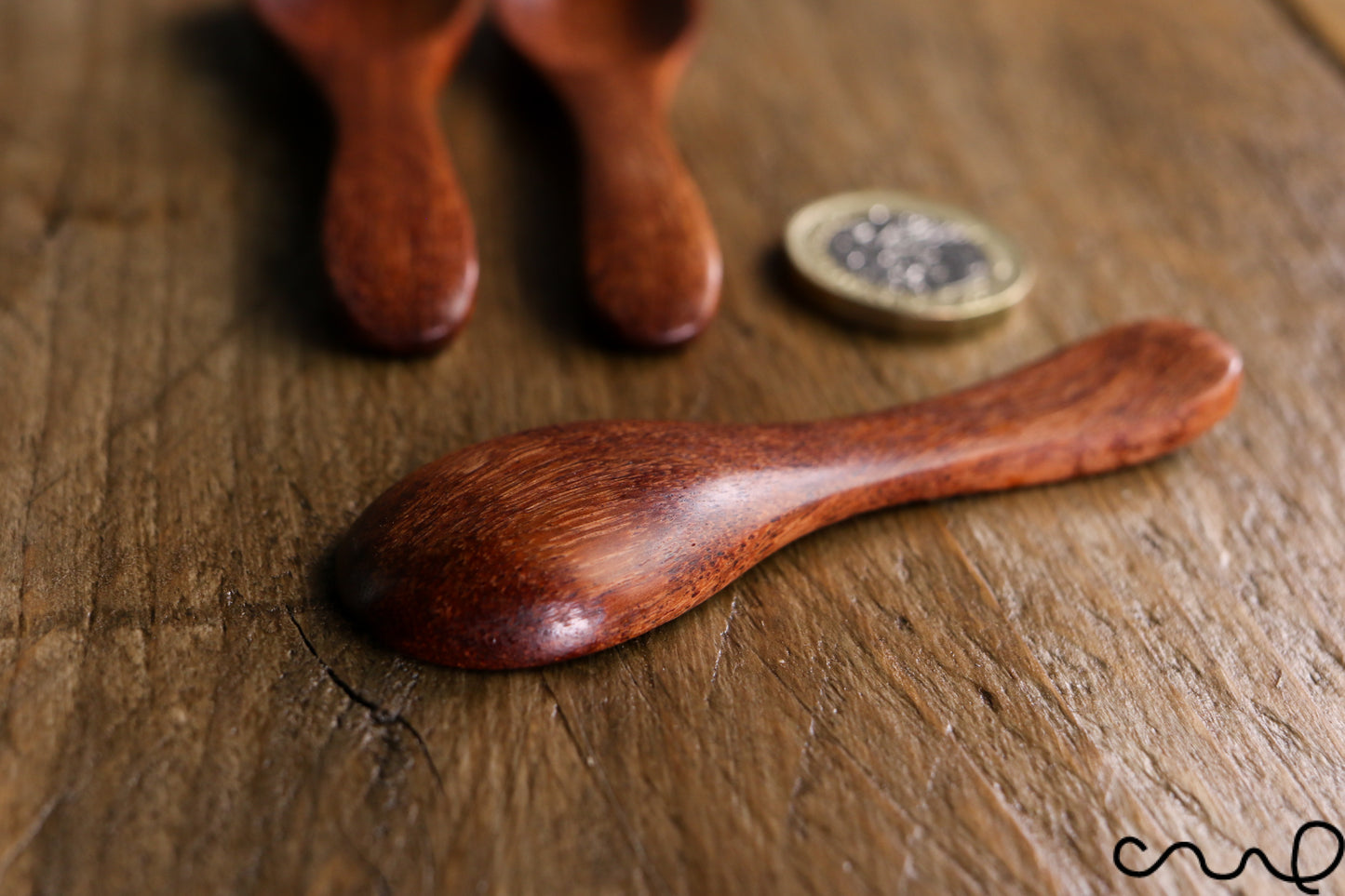 Set of 3 Handmade Rosewood Dessert Spoons