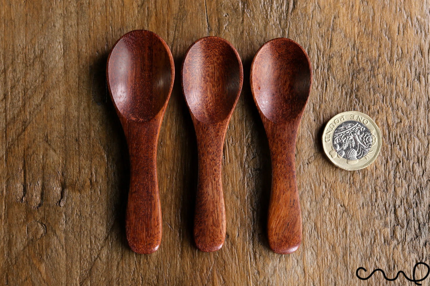 Set of 3 Handmade Rosewood Dessert Spoons