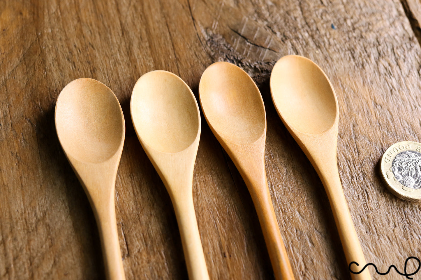 Set of 4 Handmade Long Rustic Coffee Spoons