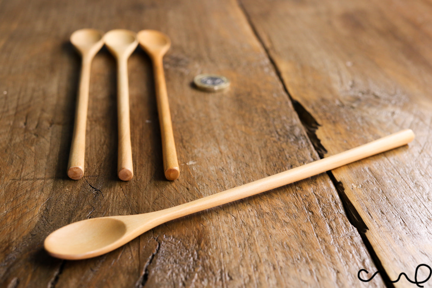 Set of 4 Handmade Long Rustic Coffee Spoons