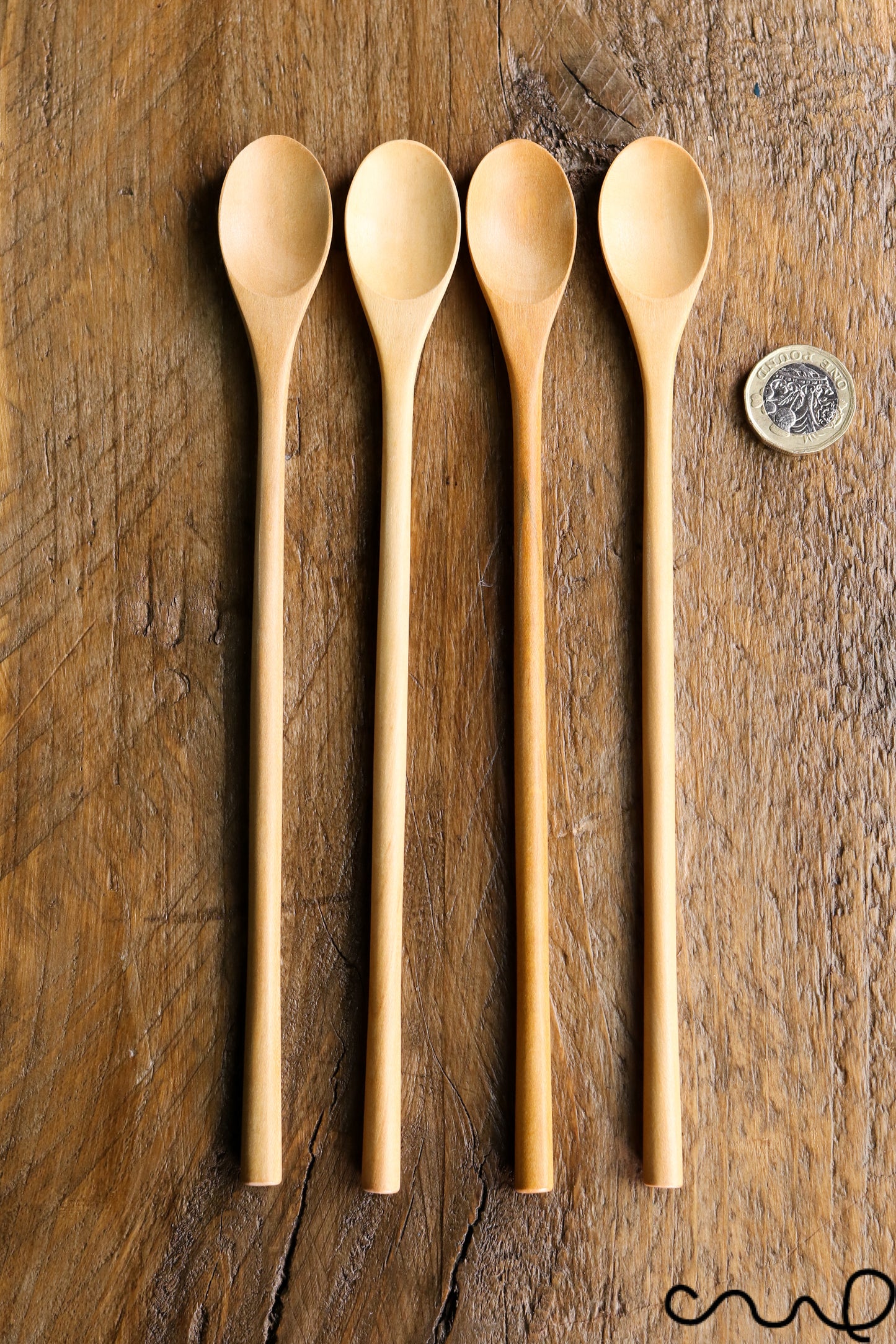 Set of 4 Handmade Long Rustic Coffee Spoons