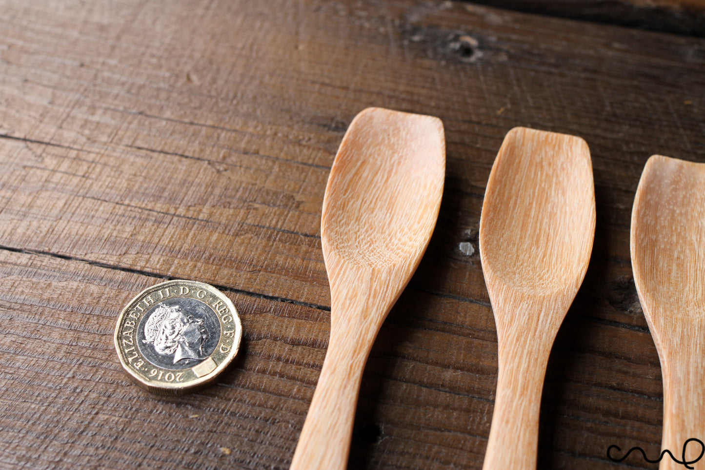 Set of 4 Handmade Wooden Spoons: Light Brown Eco Dessert Spoons