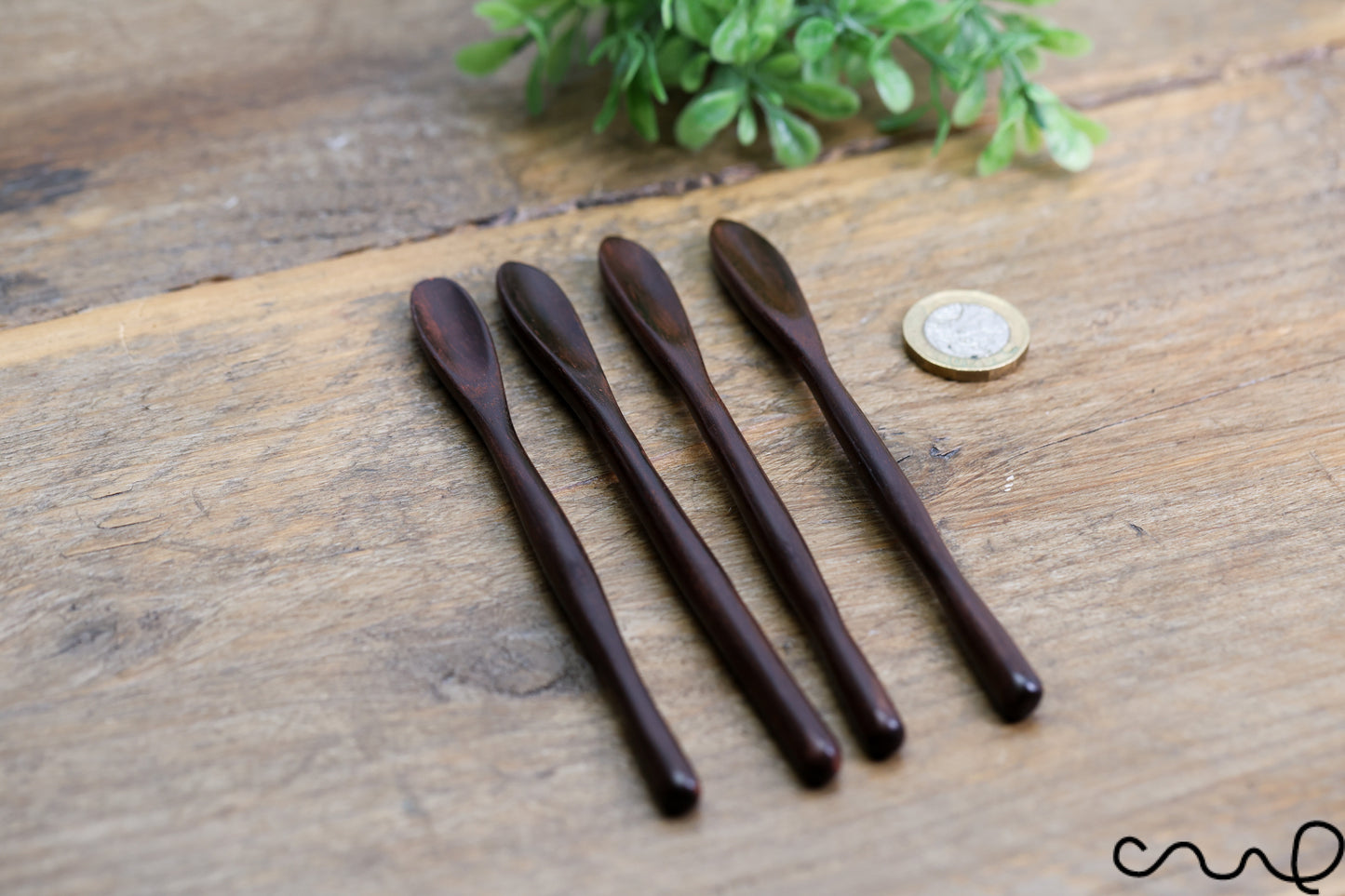 Set of 4 Handmade Rosewood Tiny Spoons