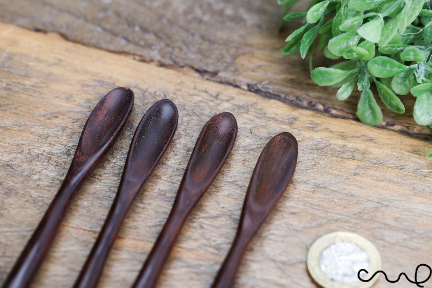 Set of 4 Handmade Rosewood Tiny Spoons