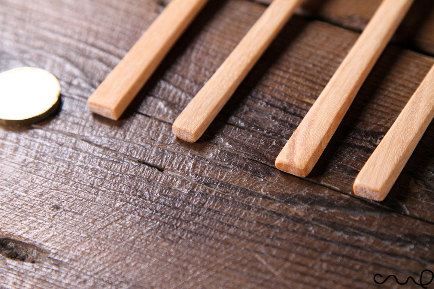 Set of 4 Handmade Wooden Teaspoons: Rustic Petal Head Salt Sugar Scoop