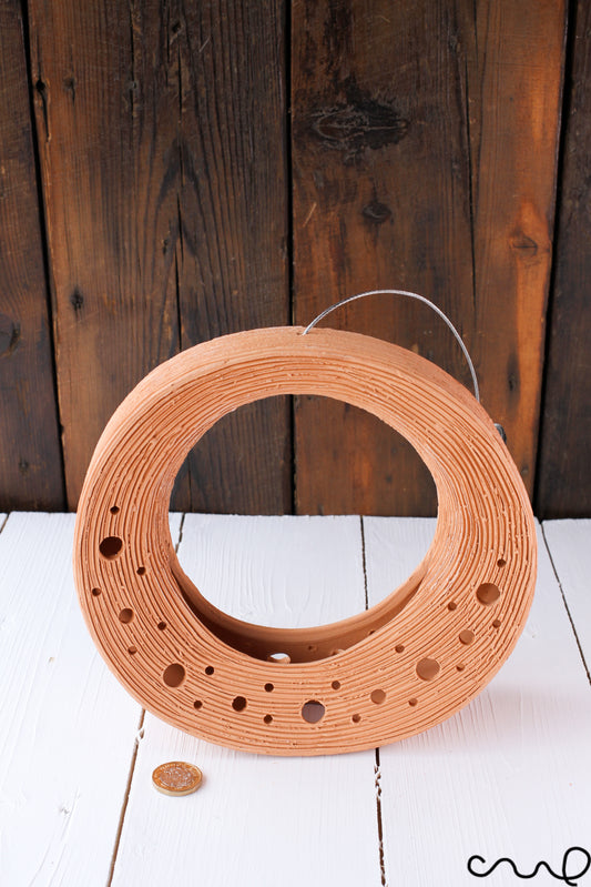 Handmade Terracotta Hoop Loop Hanging Plant Pot Orchid Gardening Outdoor Indoor