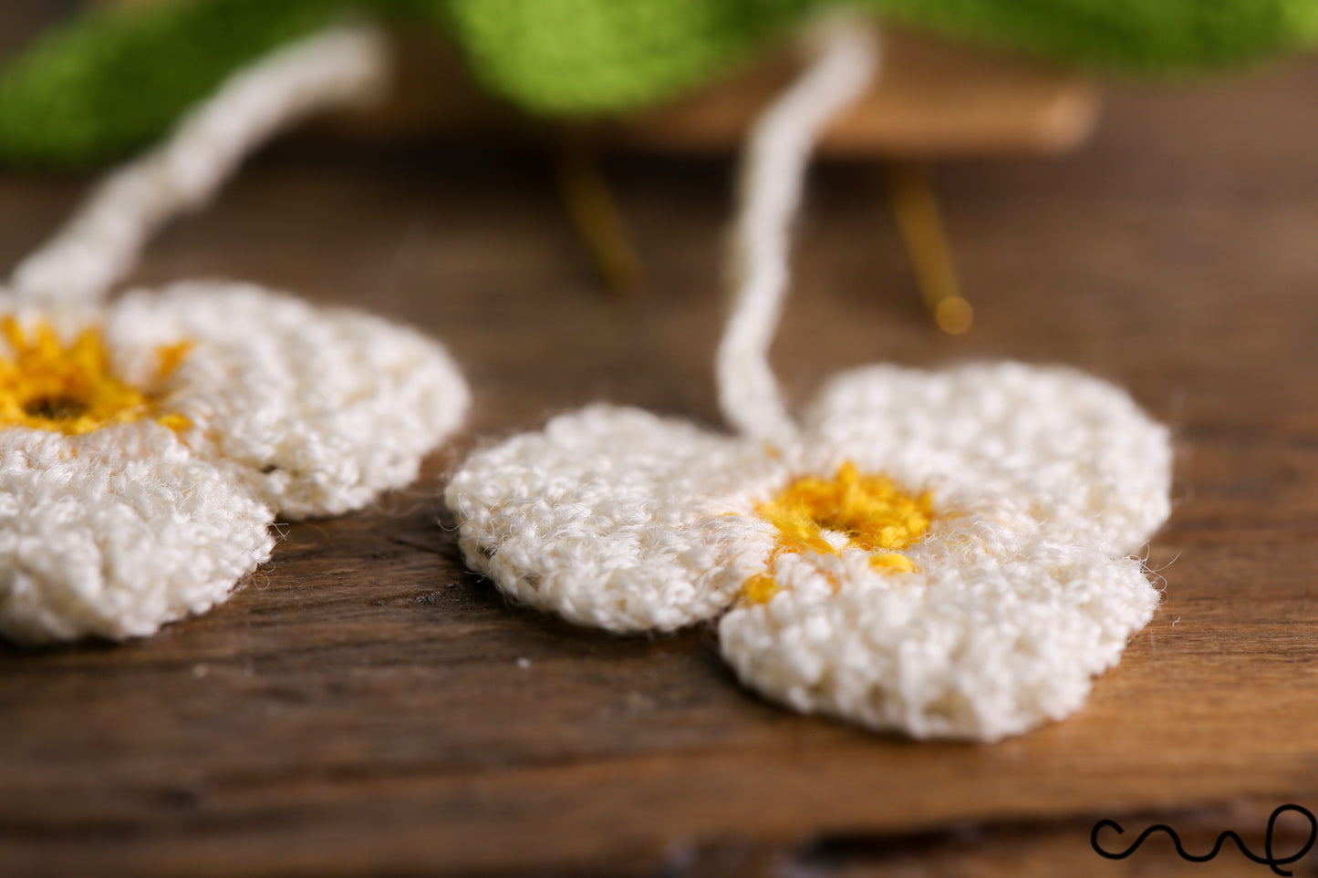 Handmade Earrings Hand Crocheted Dropping Flower White Colour Clover Shape