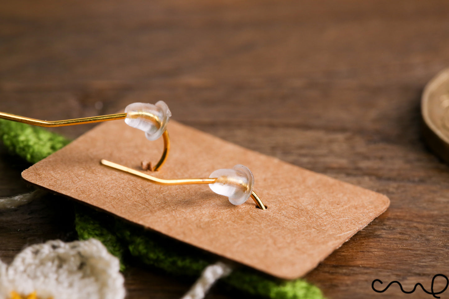 Handmade Earrings Hand Crocheted Dropping Flower White Colour Clover Shape