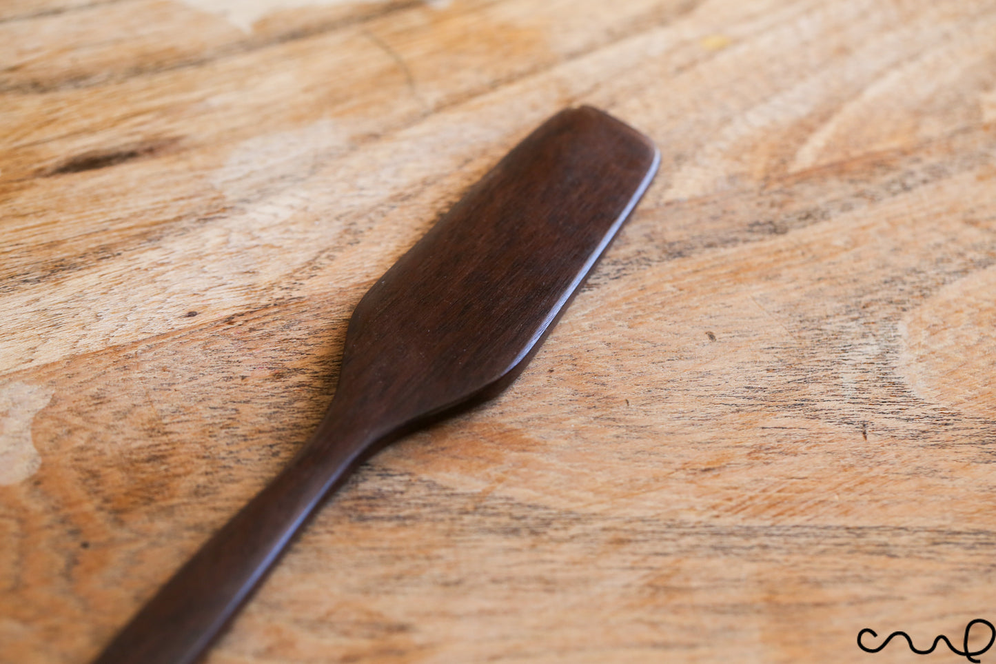 Set of 4 Handmade Wooden Butter Spreaders: Dark Brown Solid Timber Knife