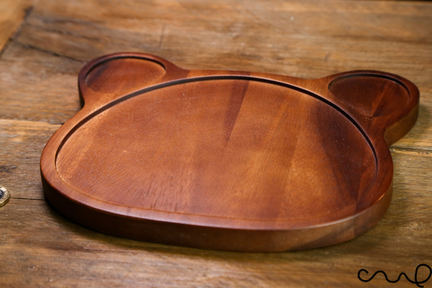 Handmade Acacia Wood Bear Plate: Kid's Food Server
