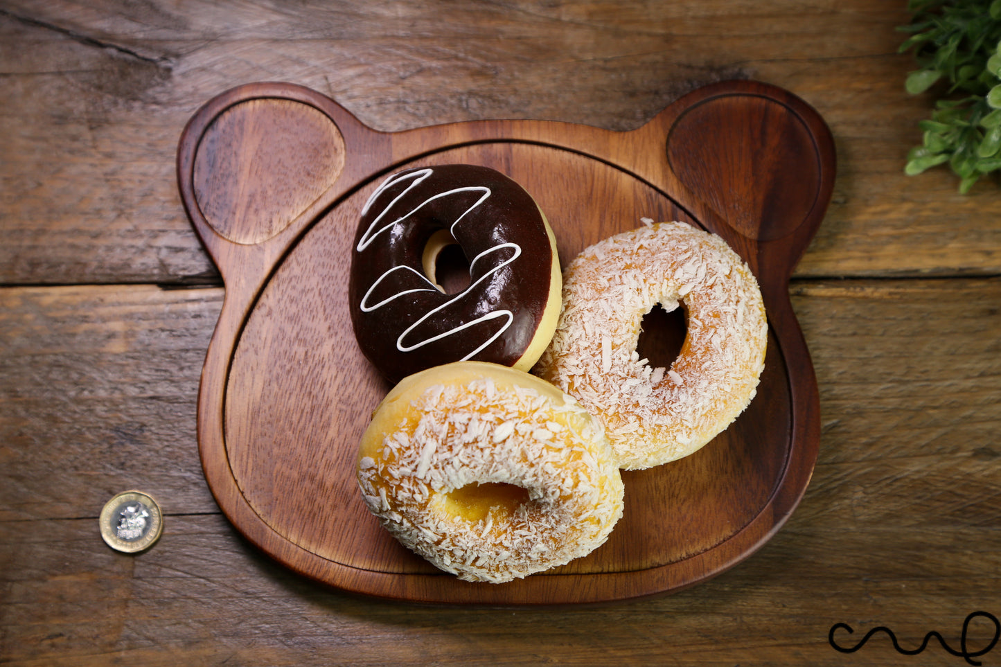 Handmade Acacia Wood Bear Plate: Kid's Food Server