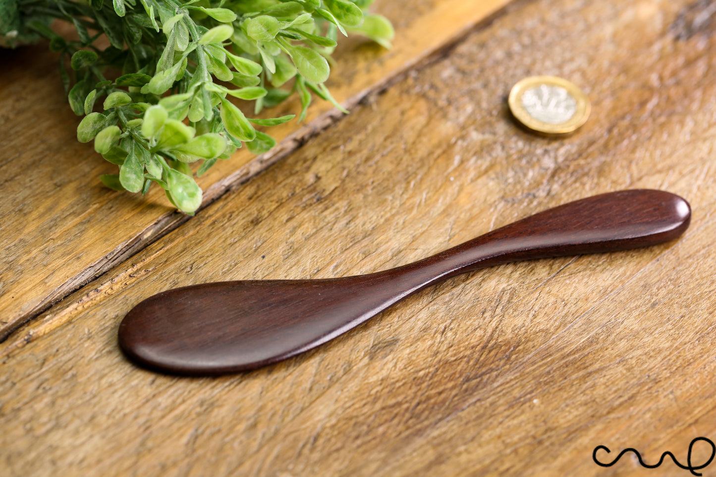Set of 4 Handmade Dark Wood Butter Spreaders