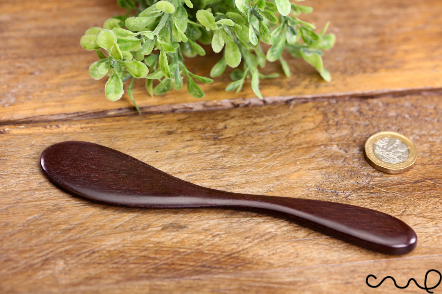 Set of 4 Handmade Dark Wood Butter Spreaders