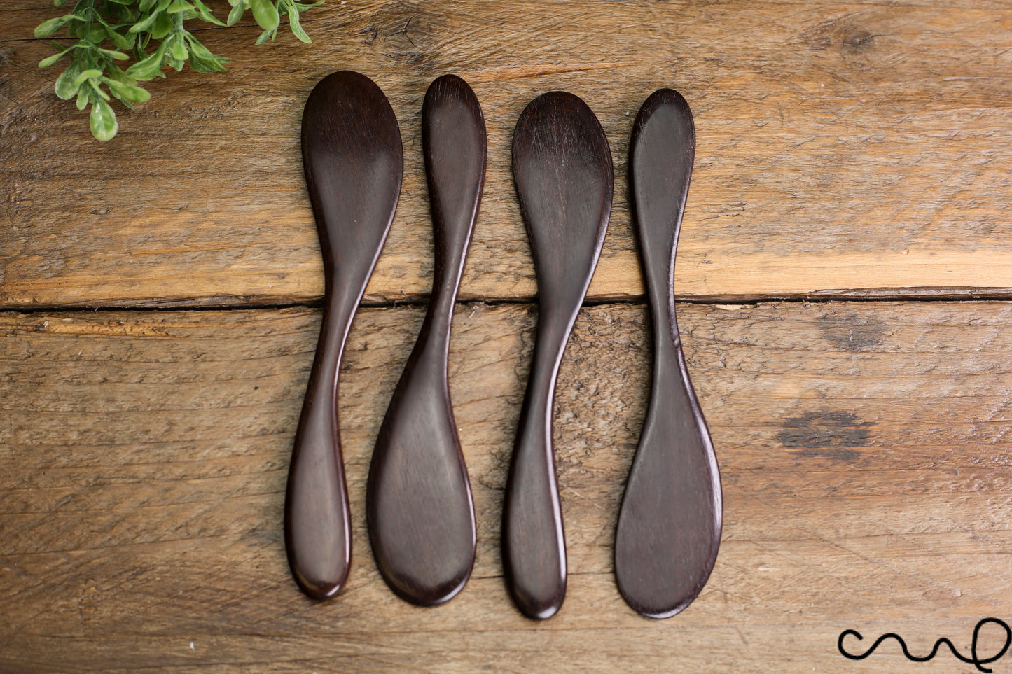 Set of 4 Handmade Dark Wood Butter Spreaders