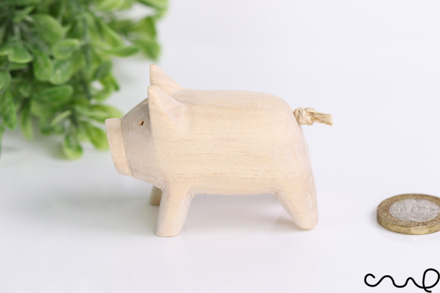 Hand-carved Handmade Lovely Wooden Pig Very Cute Animal Figure DIY Craft Gift
