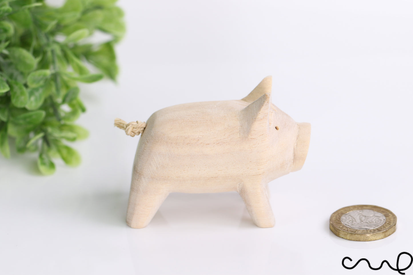 Hand-carved Handmade Lovely Wooden Pig Very Cute Animal Figure DIY Craft Gift