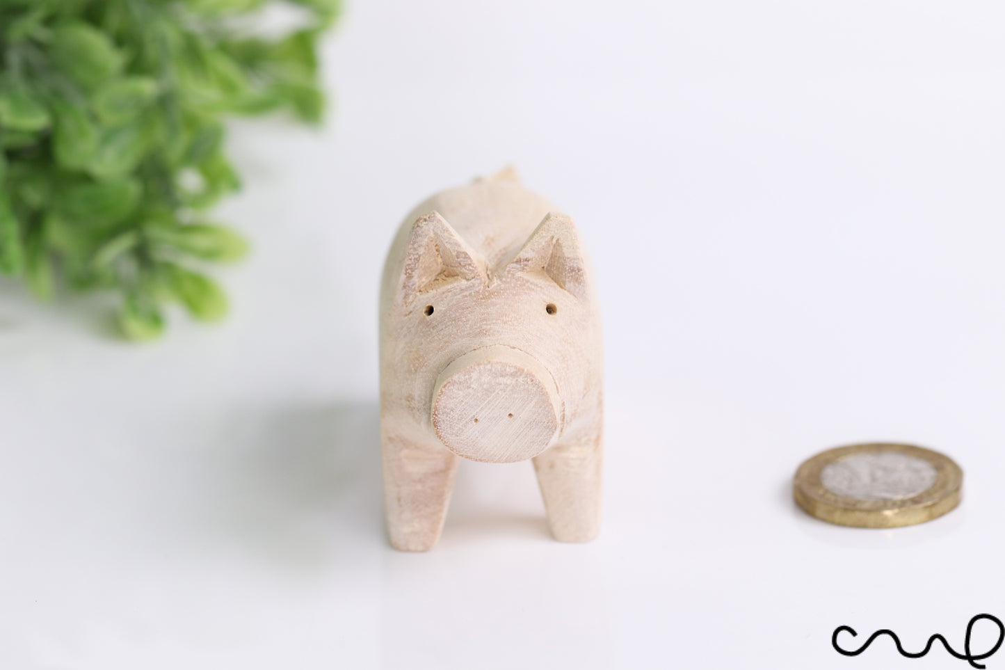 Hand-carved Handmade Lovely Wooden Pig Very Cute Animal Figure DIY Craft Gift