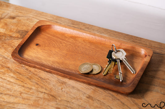 Handmade Wooden Coin Key Pen Jewellery Tray Trinket Bathroom Decoration Men Gift