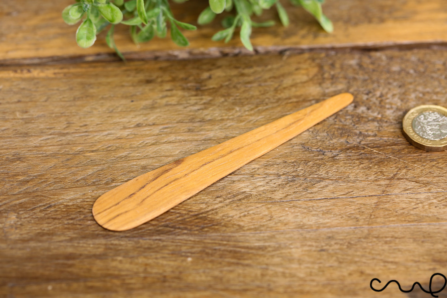 Set of 4 Handmade Teak Wood Cosmetic Spatulas: Small Cream Spreader