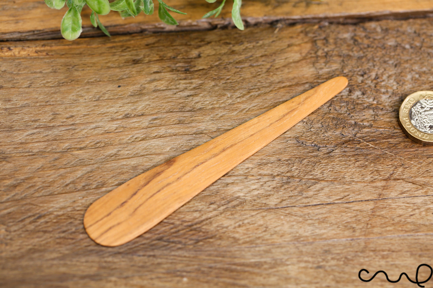 Set of 4 Handmade Teak Wood Cosmetic Spatulas: Small Cream Spreader