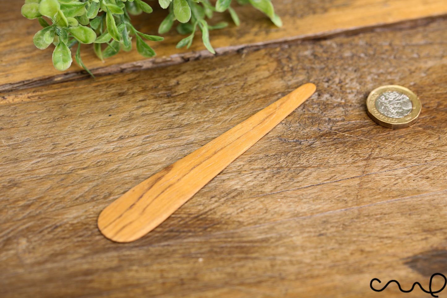 Set of 4 Handmade Teak Wood Cosmetic Spatulas: Small Cream Spreader