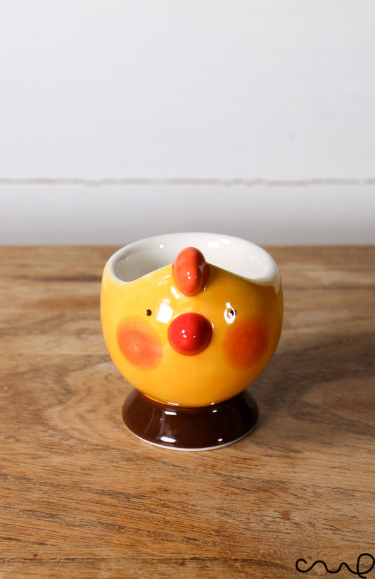 Hand Painted Ceramic Yellow Chicken Egg Cups Breakfast Serving Gift Easter Egg