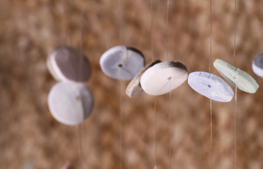 Handmade Ceramic Wind Chime: Pastel Pink Diamond Decor
