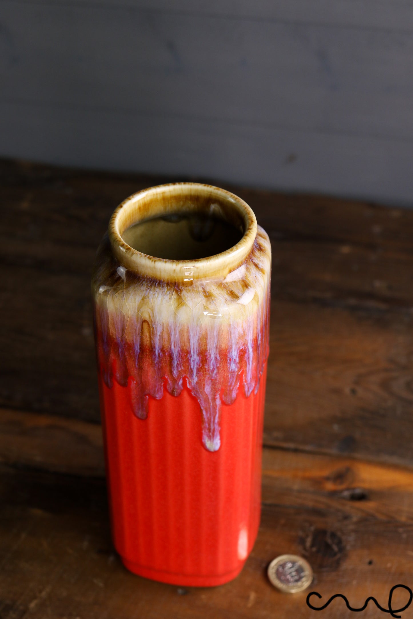 Handmade Red Ceramic Vase: Long Drip Glaze Pottery, Modern Home Decor