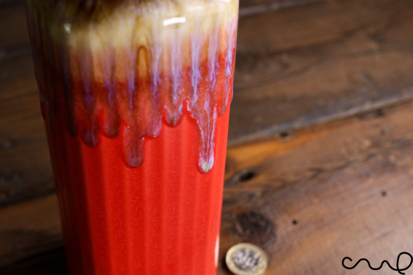 Handmade Red Ceramic Vase: Long Drip Glaze Pottery, Modern Home Decor