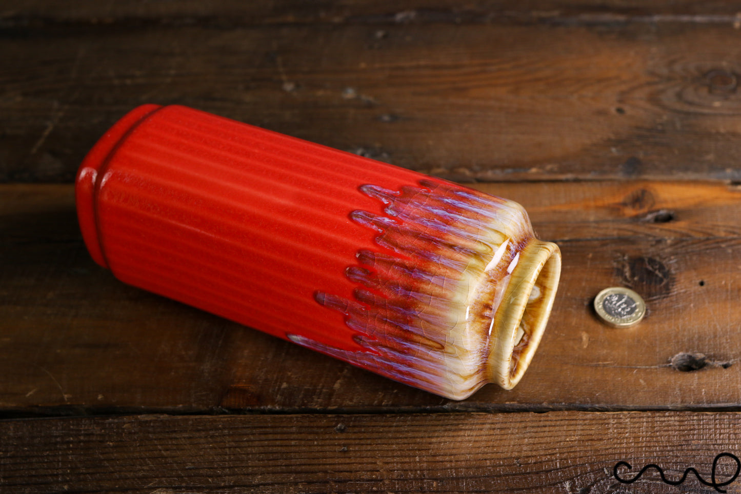 Handmade Red Ceramic Vase: Long Drip Glaze Pottery, Modern Home Decor