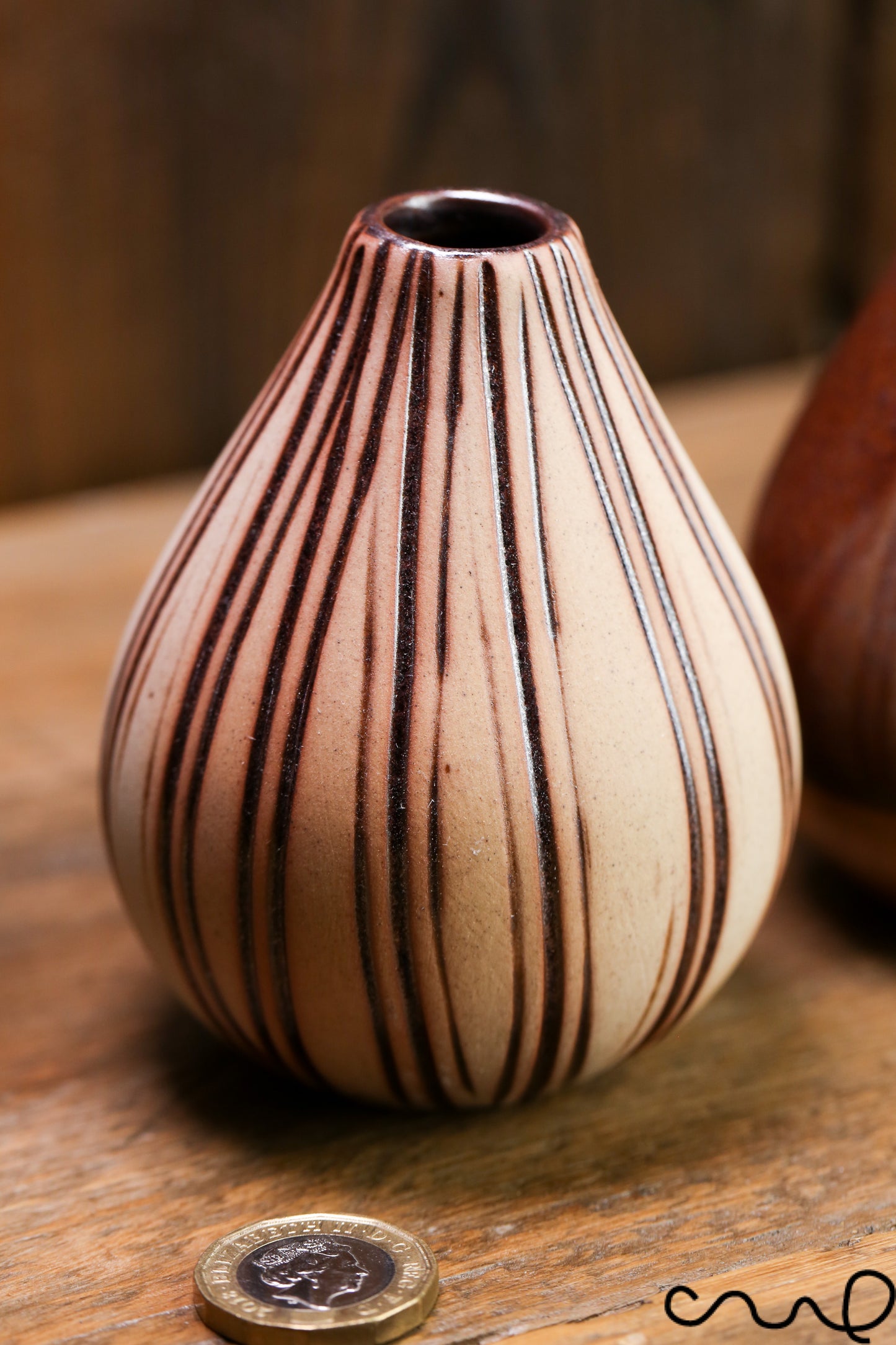 Set of 3 Handmade Ceramic Bud Vase Set: Brown & White Pottery Vessels