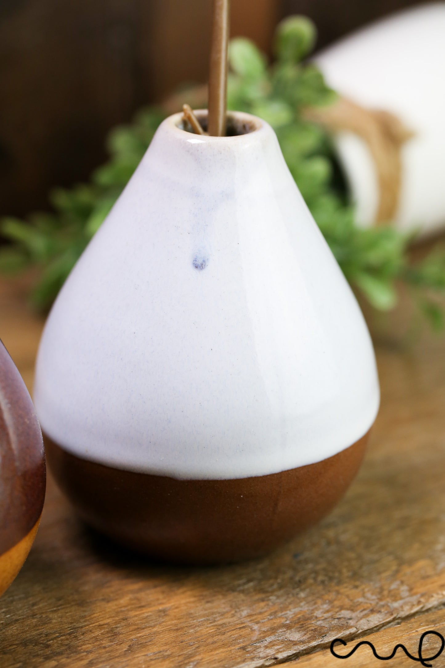 Set of 3 Handmade Ceramic Bud Vase Set: Brown & White Pottery Vessels