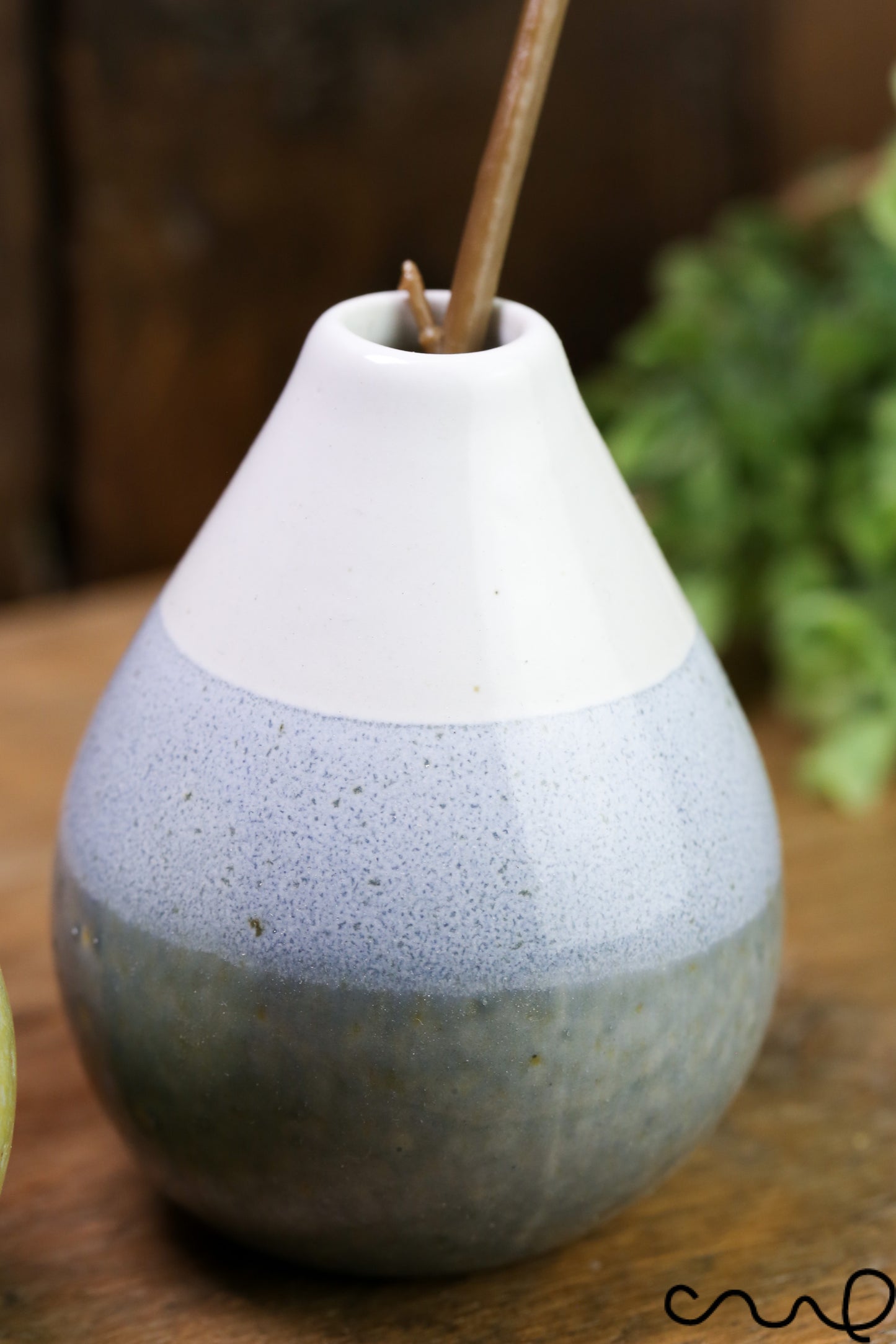 Set of 2 Handmade Ceramic Bud Vases Blue and Green Glazed Stoneware Pottery Home Decor